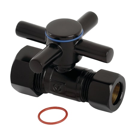 Kingston Brass Concord 5/8" IPS x 1/2" O.D. Comp Qrtr Turn Straight Valve, Black CC44450DX